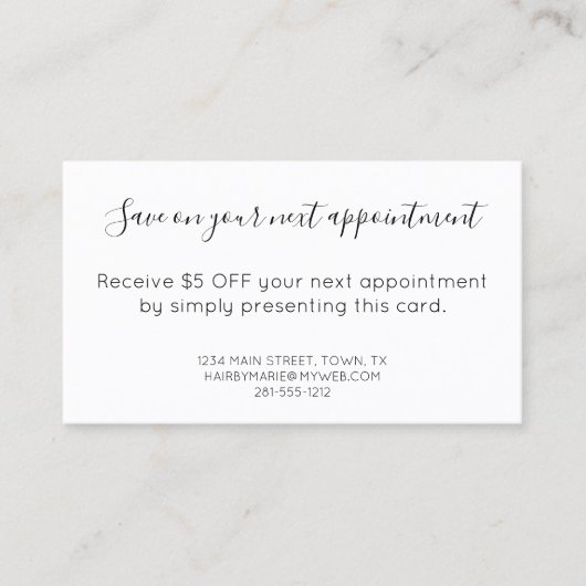 Vintager Scheren Rabattkarte (Vorderseite)