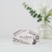 Vintager Scherenkomben und Haartrockner Haartrockn Visitenkarte (Stehend Vorderseite)