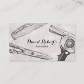 Vintager Scherenkomben und Haartrockner Haartrockn Visitenkarte (Vorderseite)