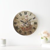 Vintager Schiffs-römische Ziffern-Entwurf Große Wanduhr (Zuhause)