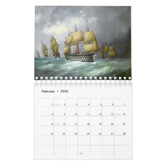 Vintager Schiffskalender Kalender (Feb 2026)