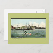 Vintager Schiffswerft Charlestown MA Postkarte (Vorne/Hinten)