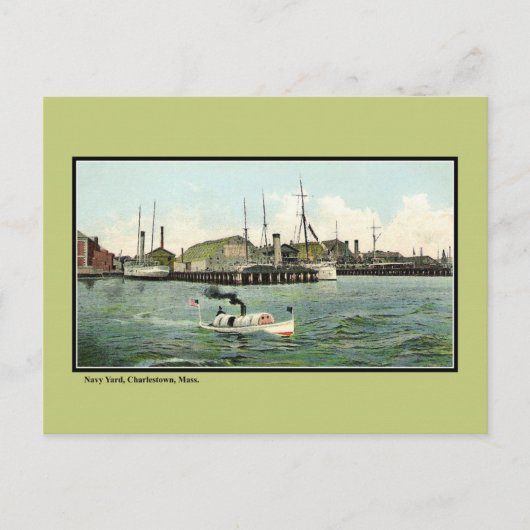 Vintager Schiffswerft Charlestown MA Postkarte (Vorderseite)