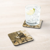 Vintager Schimpanse auf einem Fahrrad Getränkeuntersetzer (Rechte Seite)