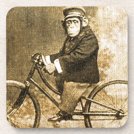 Vintager Schimpanse auf einem Fahrrad Getränkeuntersetzer (Vorderseite)