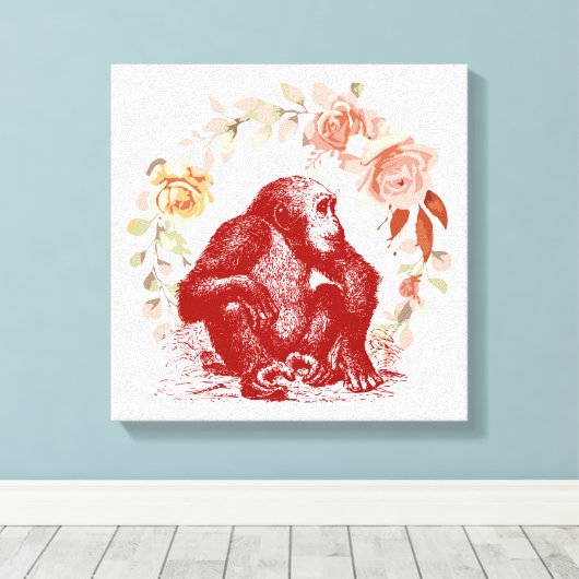 Vintager Schimpanse Leinwanddruck (Insitu (Holzboden))