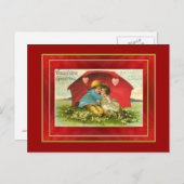 Vintager Schirm Liebe Valentine Postkarte (Vorne/Hinten)