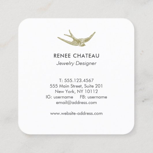 Vintager schlauch-Designer Quadratische Visitenkarte (Rückseite)