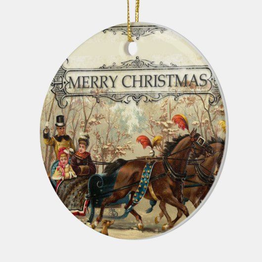 Vintager Schlittelweg Keramik Ornament (Links)