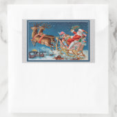 Vintager Schlitten aus Santa Rechteckiger Aufkleber (Tasche)