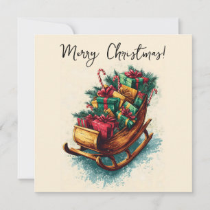 Vintager Schlitten gefüllt mit Weihnachtsgeschenke Feiertagskarte