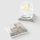 Vintager Schloss-Kunst-Stein-Untersetzer Steinuntersetzer (Seitenansicht)