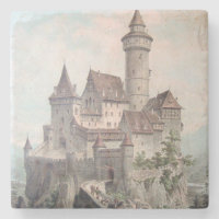 Vintager Schloss-Kunst-Stein-Untersetzer
