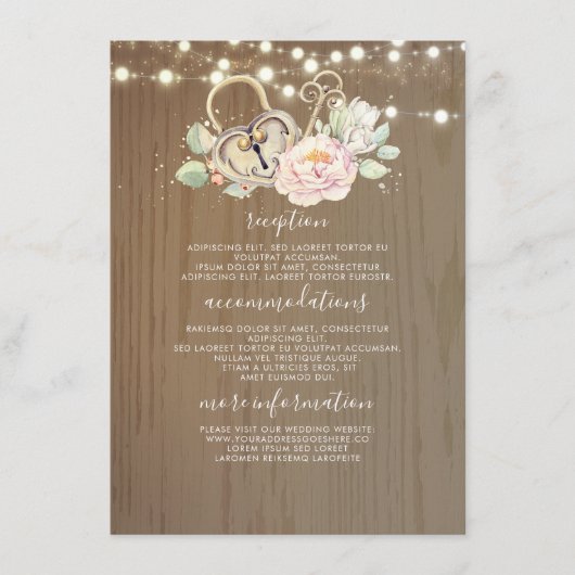 Vintager Schlüssel für Hochzeitsgäste Begleitkarte (Vorderseite)