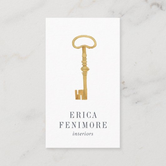 Vintager Schlüssel | Interieur Designer Vertikal Visitenkarte (Vorderseite)