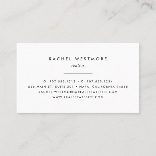 Vintager Schlüssel | Kupfer | Real Anwesen Visitenkarte (Rückseite)