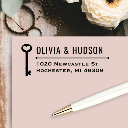 Vintager Schlüssel Neue Zuhause-Rücksendeadresse Permastempel