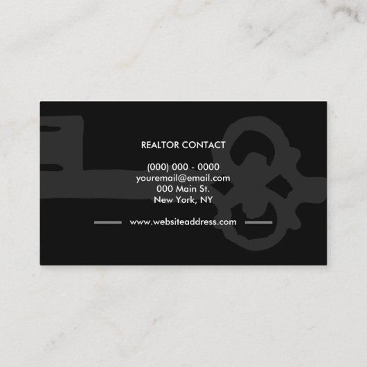 Vintager Schlüssel Real Anwesen Visitenkarte (Rückseite)