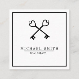 Vintager Schlüssel | Schlüssellogo für Anwesen-App Quadratische Visitenkarte