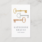 Vintager Schlüssel | Vertikales Anwesen Visitenkarte (Vorderseite)