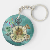 Vintager Schlüsselanhänger der Girl-Uhr-Uhr (Rückseite)