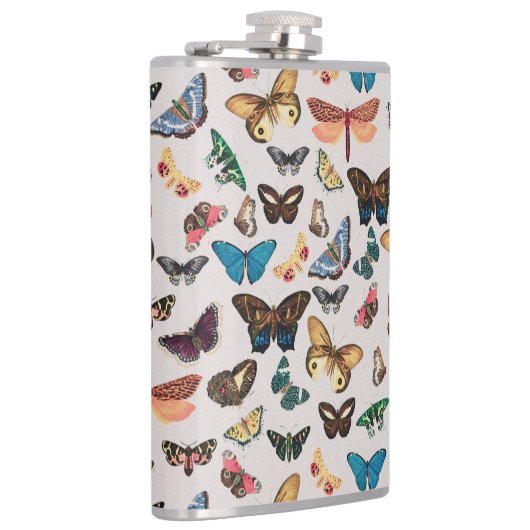 Vintager Schmetterling Ästhetik Flachmann (Rechts)