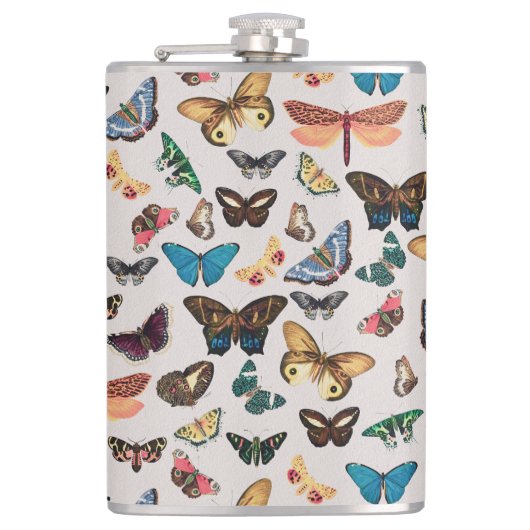 Vintager Schmetterling Ästhetik Flachmann (Vorderseite)