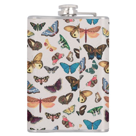 Vintager Schmetterling Ästhetik Flachmann (Rückseite)