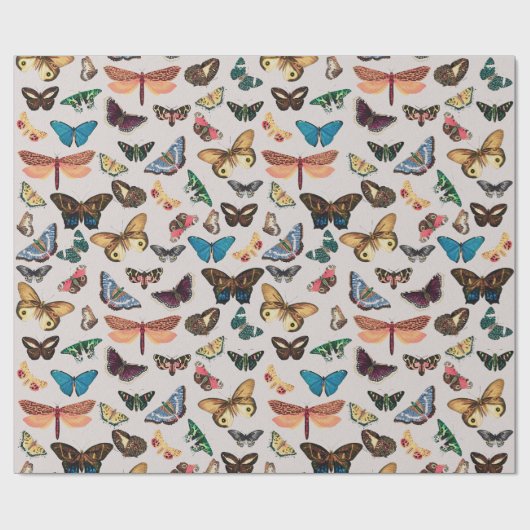 Vintager Schmetterling Ästhetik Geschenkpapier (Flach)