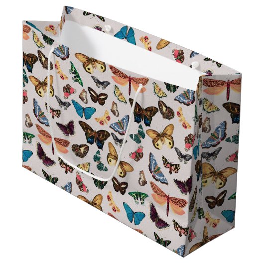 Vintager Schmetterling Ästhetik Große Geschenktüte (Vorderseite Schrägansicht)