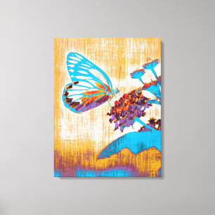 Vintager Schmetterling auf Blume Leinwanddruck