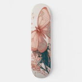 Vintager Schmetterling auf Blume Skateboard (Vorderseite)