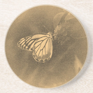 Vintager Schmetterling auf Blume Untersetzer