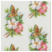 Vintager Schmetterling auf Blumen Stoff (Nahaufnahme)