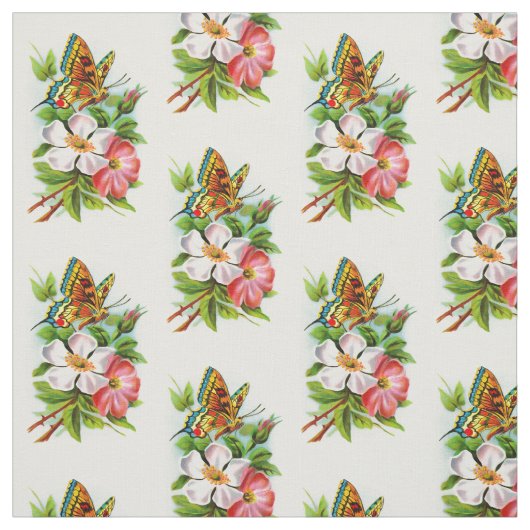 Vintager Schmetterling auf Blumen Stoff (Muster)