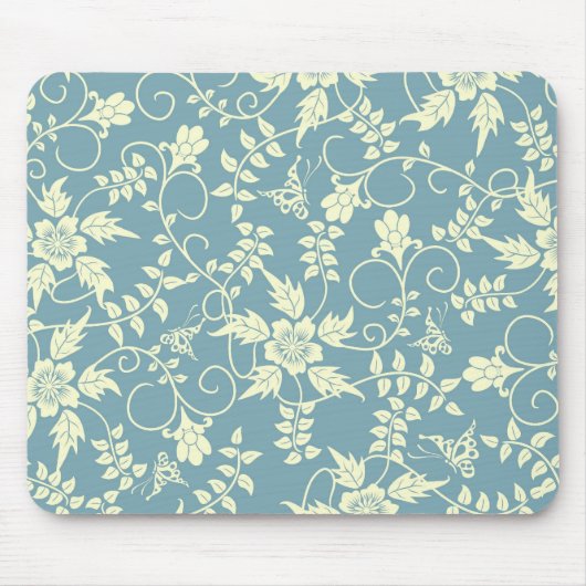 Vintager Schmetterling BlumenMousepad Mousepad (Vorne)