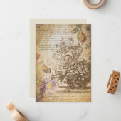 Vintager Schmetterling, botanisch graviert Mitteilungskarte (Vorderseite/Rückseite Beispiel)