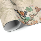 Vintager Schmetterling Botanische Ephemera Geschenkpapier (Rolleneckpunkt)