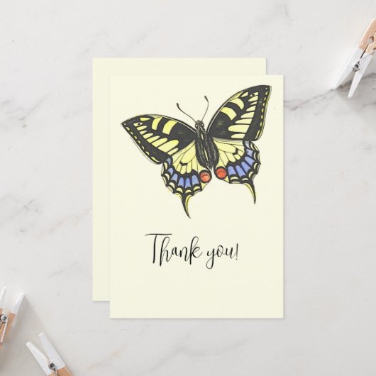 Vintager Schmetterling dank Karte (Vorderseite/Rückseite Beispiel)
