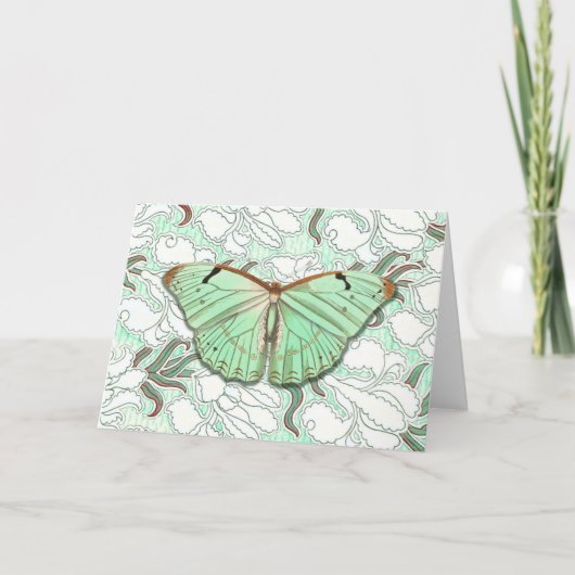 Vintager Schmetterling Florals Art Note Card Karte (Vorderseite)