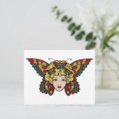 Vintager Schmetterling Frau Tattoo Art Postkarte (Stehend Vorderseite)