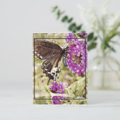 Vintager Schmetterling mit Blume Postkarte (Stehend Vorderseite)