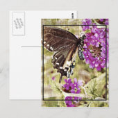Vintager Schmetterling mit Blume Postkarte (Vorne/Hinten)