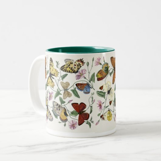 Vintager Schmetterling & Moth Riesenkaffee Tasse (Vorderseite Links)