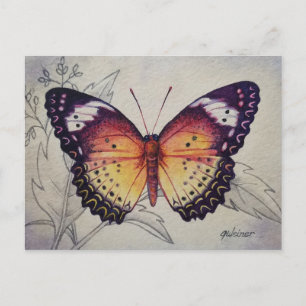 Vintager Schmetterling Nr. 3 Wasserfarben Kunst Postkarte