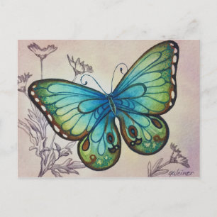 Vintager Schmetterling Nr. 7 Wasserfarben Art Post Postkarte