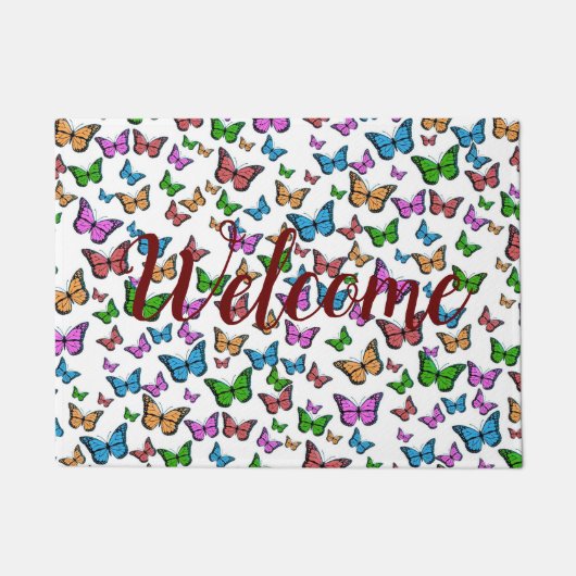 Vintager Schmetterling Papillon Alte Illustration Fußmatte (Vorderseite)