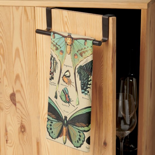 Vintager Schmetterling Papillon Alte Illustration  Geschirrtuch (Drittel gefaltet)