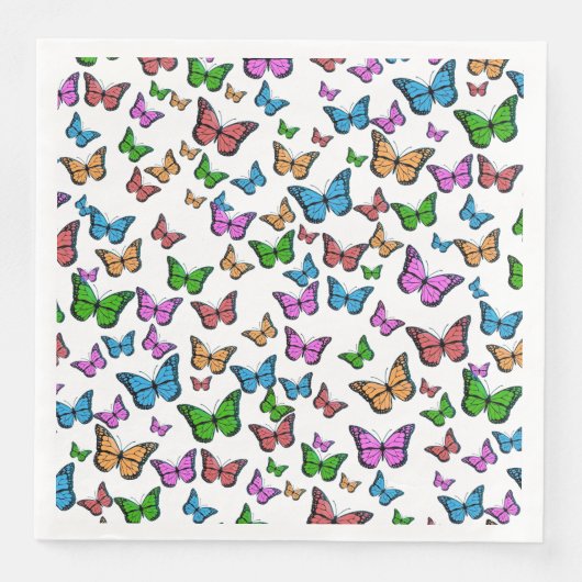 Vintager Schmetterling Papillon Alte Illustration Serviette (Vorderseite)