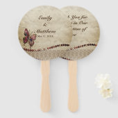 Vintager Schmetterling, Perlen, Spitzen, Parchment Fächer (Vorne und Hinten)